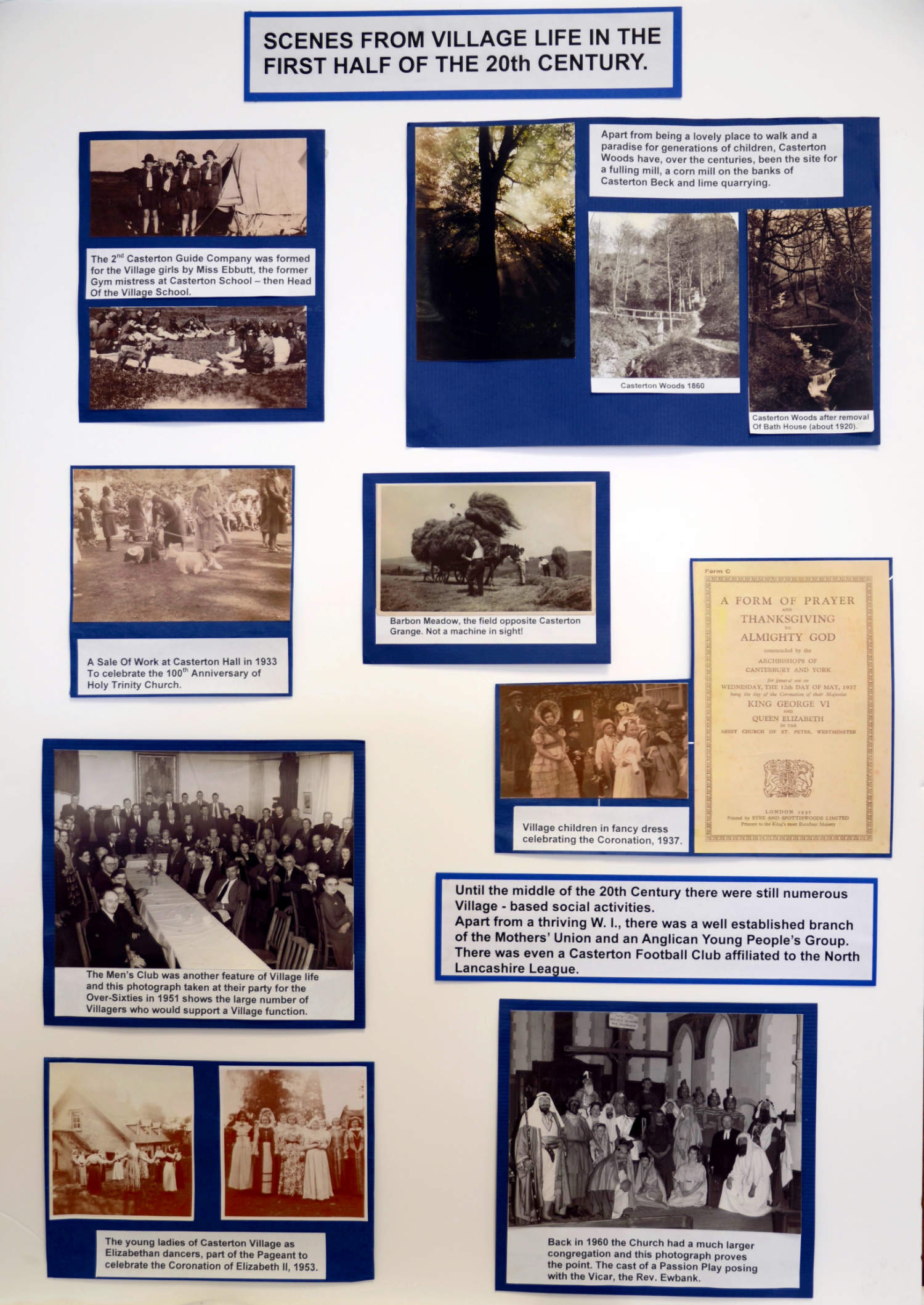 History exhibition panel on village life