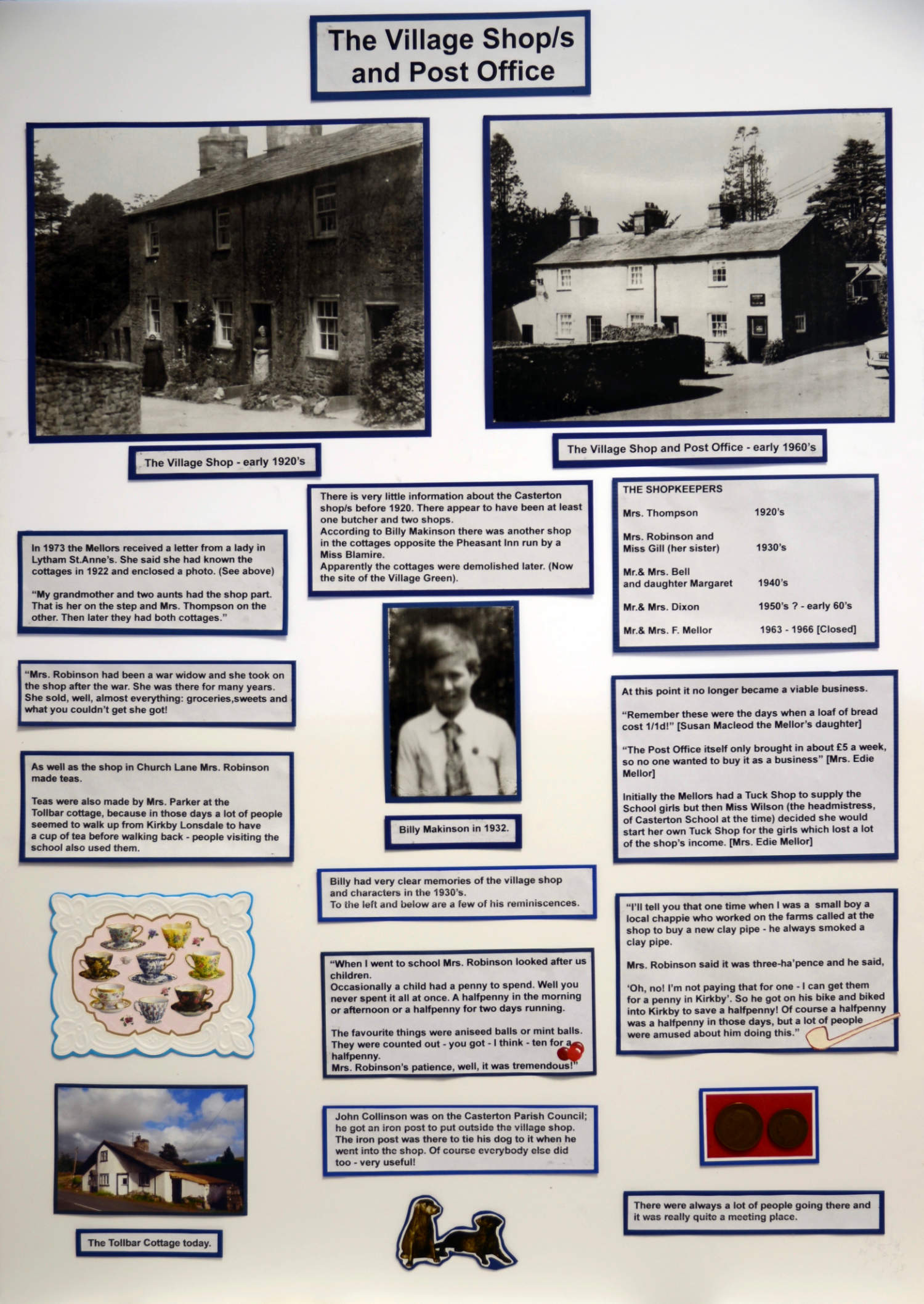 History exhibition panel on the village shop and post office