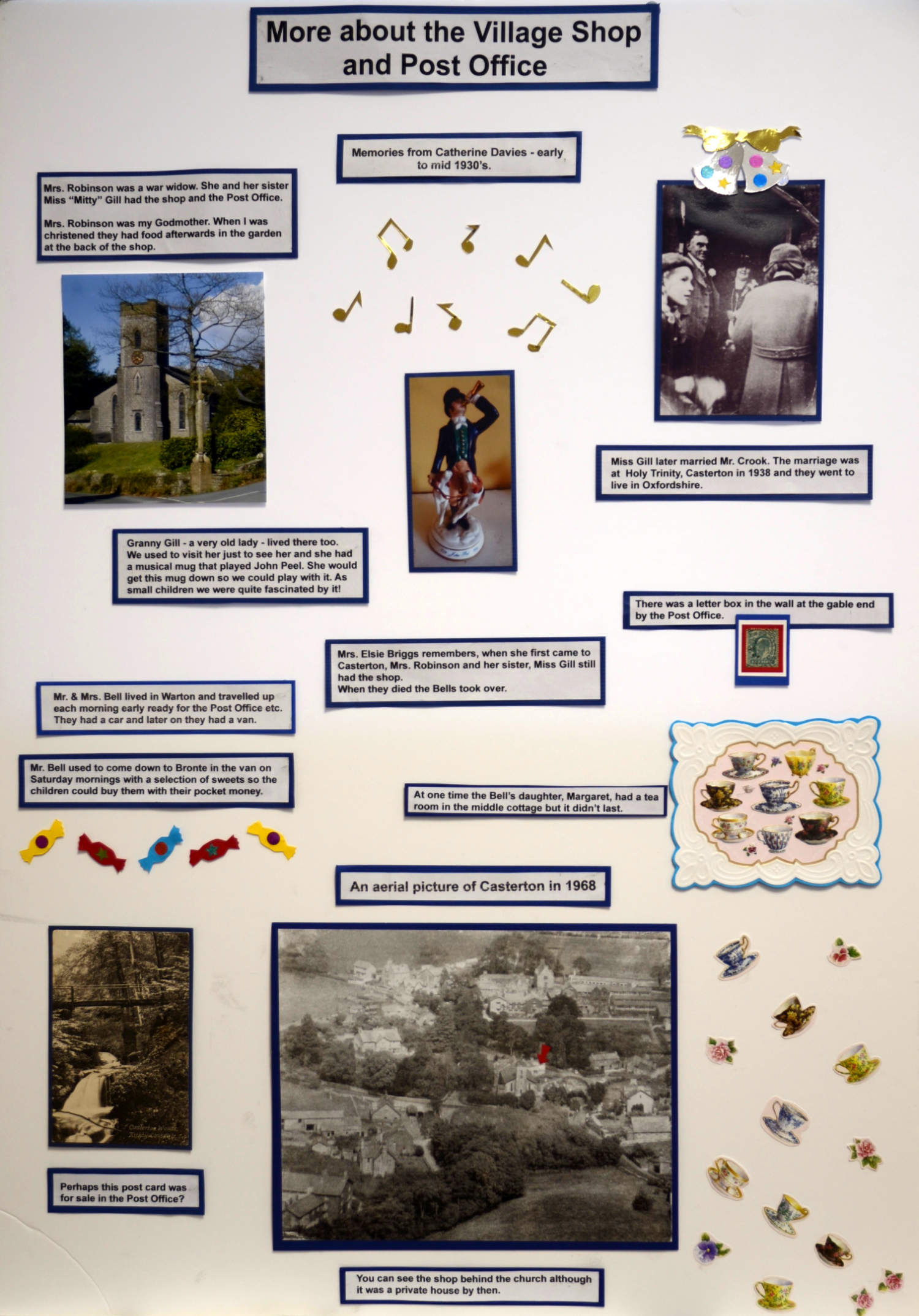 History exhibition panel on the village shop and post office
