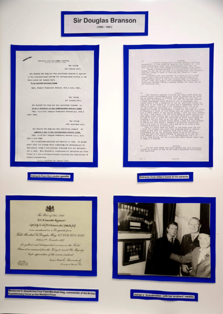 History exhibition panel on Sir Douglas Branson