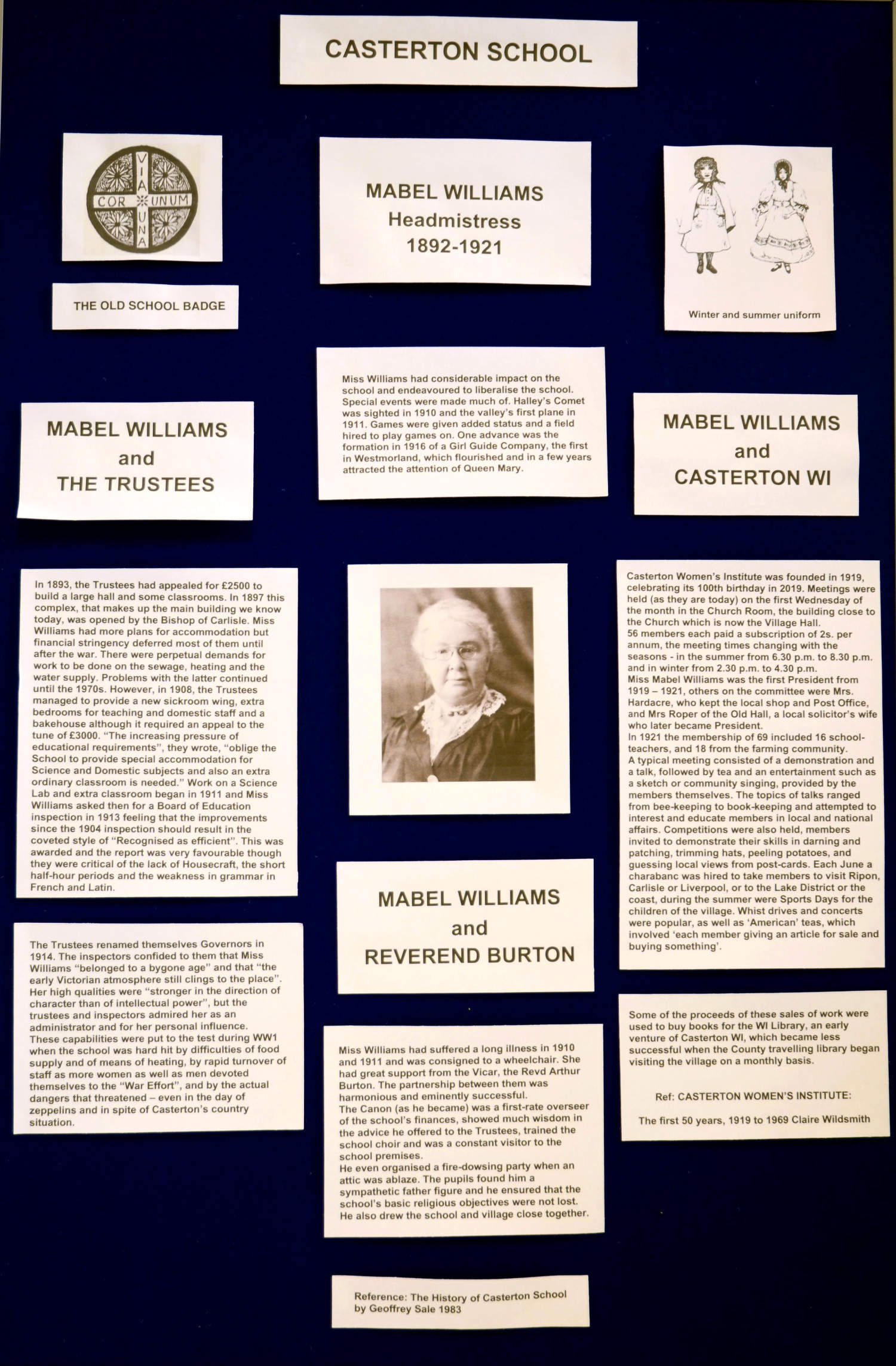 History exhibition panel on Casterton School