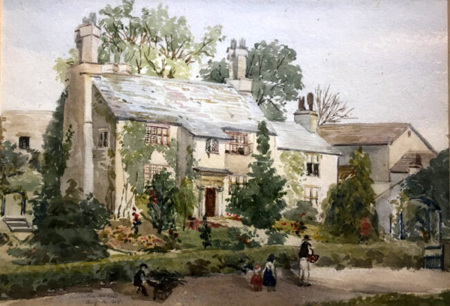 Unsigned watercolour of Old Hall dated 14 August 1858 still hanging in Old Hall. Courtesy of Will Newman Unsigned watercolour of Old Hall dated 14 August 1858 still hanging in Old Hall