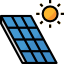 icon of a solar panel and the sun