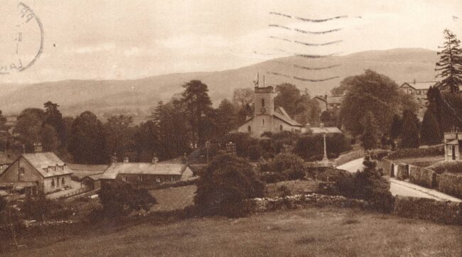 1947 Casterton Village from the Hotel from JH (2) edit A 1947 view of Low Casterton, from left to right the buildings are, the local primary school, the Post Office, (now Ghyll Cottage), the Church, Church Cottages, War Memorial, various Clergy Daughters School buildings and the Village Hall.