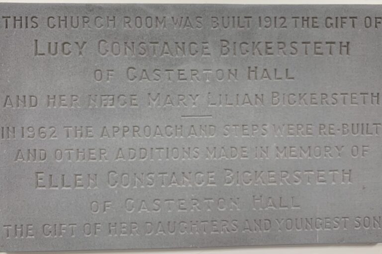 Photograph of the Plaque inside Casterton Village Hall[