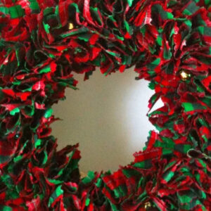 A Christmas wreath made out of fabric