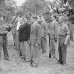 home guard on parade in an orchard